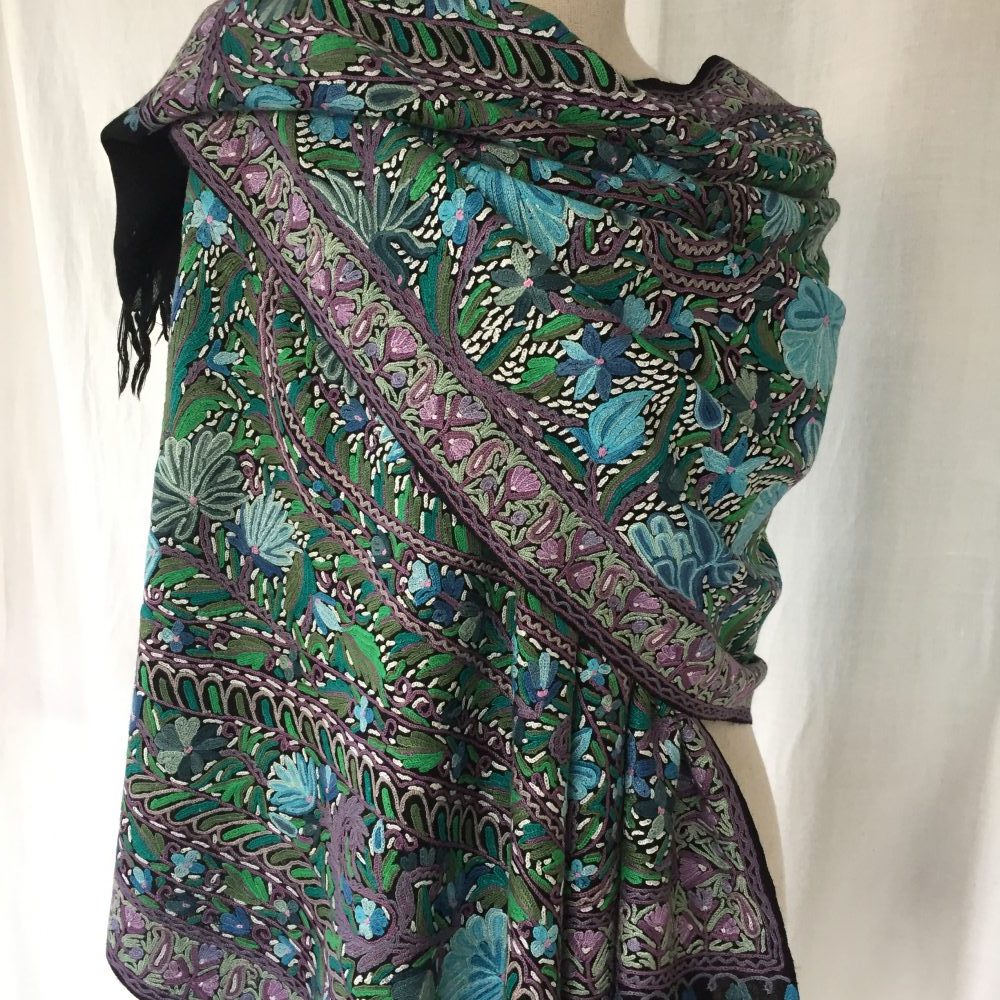 Pashmina Embroidery on Wool Shawl, no. 1