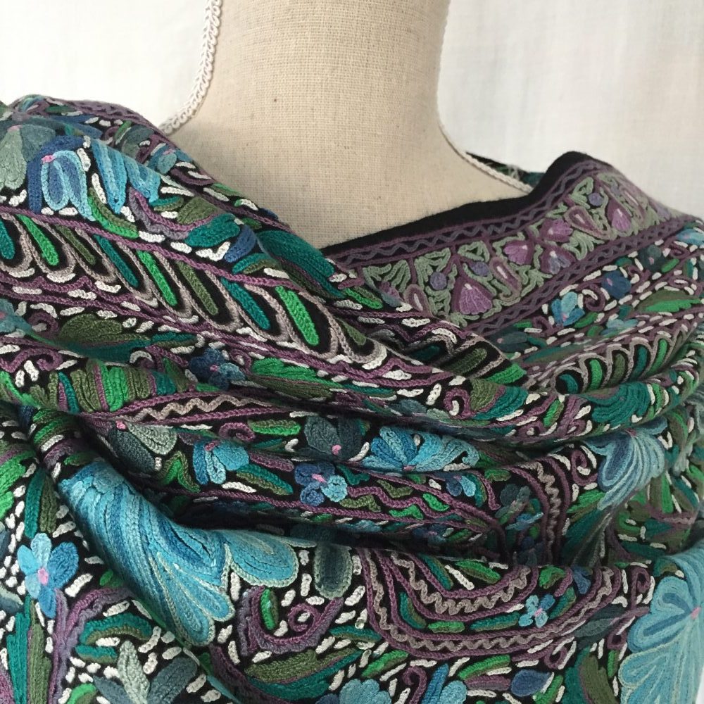 Pashmina Embroidery on Wool Shawl, no. 1 - Image 8