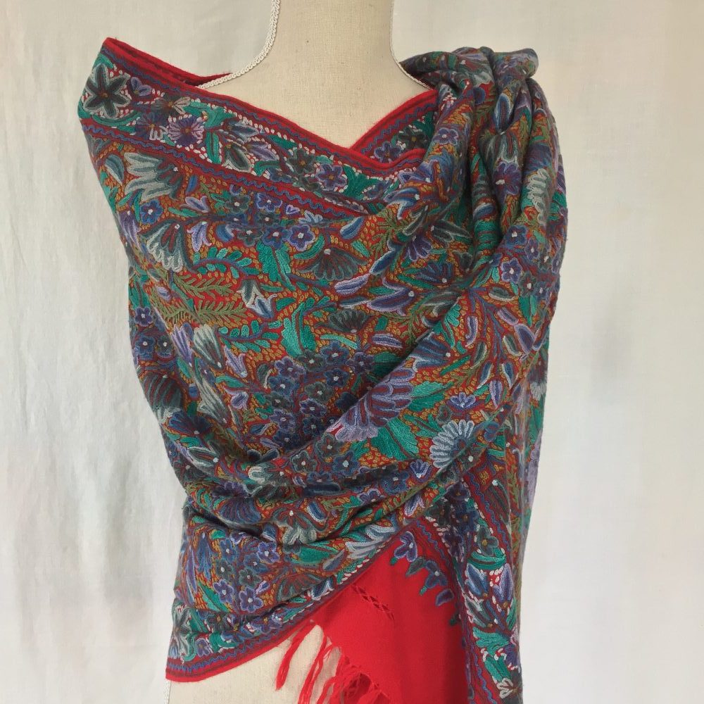 Pashmina Embroidery on Wool Shawl, no. 2 - Image 5
