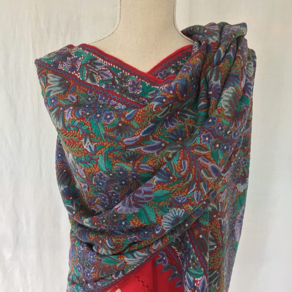 Pashmina Embroidery on Wool Shawl, no. 2