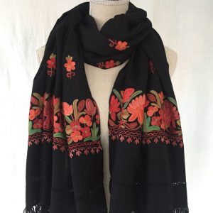 Black Shawl with Flowers