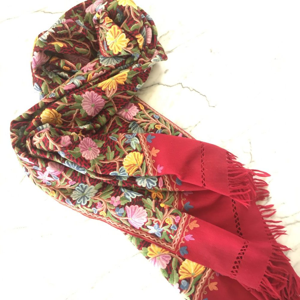 Pashmina Embroidery on Wool Shawl, no. 6 - Image 5